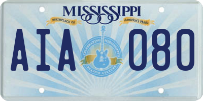 MS license plate AIA080