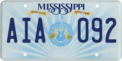 MS license plate AIA092