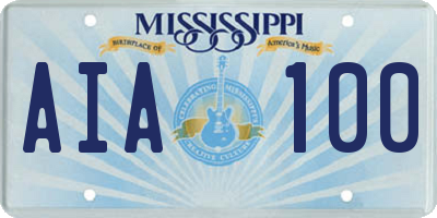 MS license plate AIA100