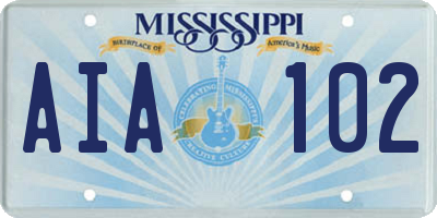 MS license plate AIA102