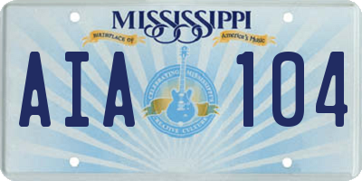 MS license plate AIA104