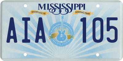 MS license plate AIA105