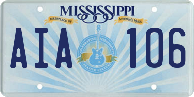 MS license plate AIA106