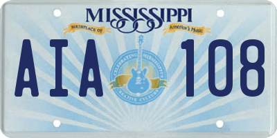 MS license plate AIA108