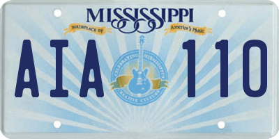 MS license plate AIA110