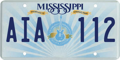 MS license plate AIA112