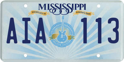 MS license plate AIA113