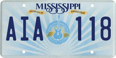 MS license plate AIA118