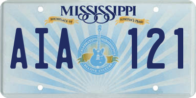 MS license plate AIA121
