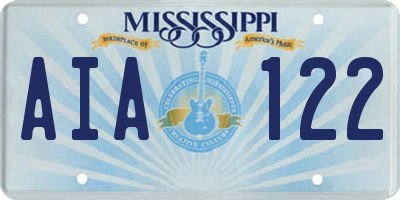 MS license plate AIA122