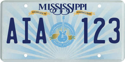 MS license plate AIA123