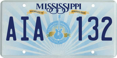MS license plate AIA132