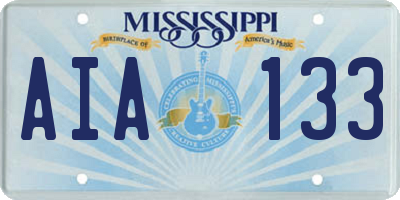 MS license plate AIA133