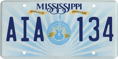 MS license plate AIA134