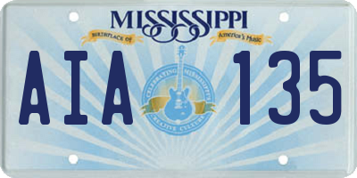 MS license plate AIA135