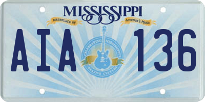 MS license plate AIA136