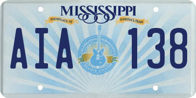 MS license plate AIA138