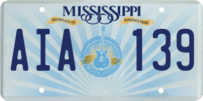 MS license plate AIA139