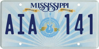 MS license plate AIA141
