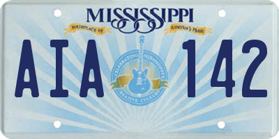 MS license plate AIA142