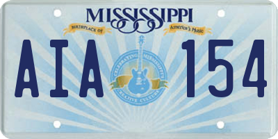 MS license plate AIA154