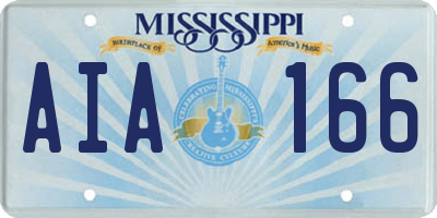 MS license plate AIA166