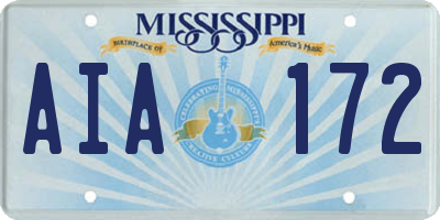 MS license plate AIA172