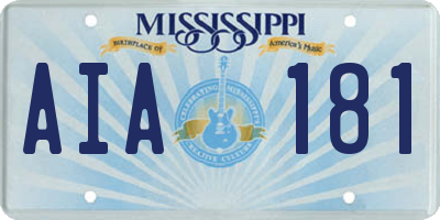 MS license plate AIA181