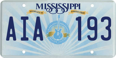 MS license plate AIA193