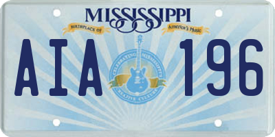 MS license plate AIA196