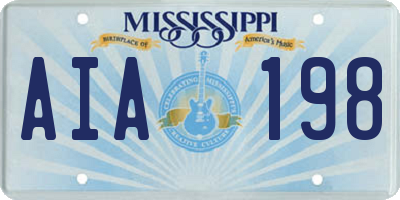 MS license plate AIA198