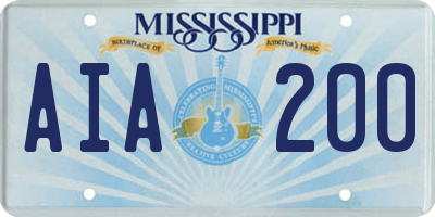 MS license plate AIA200