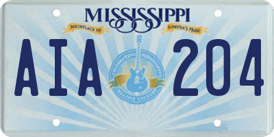 MS license plate AIA204