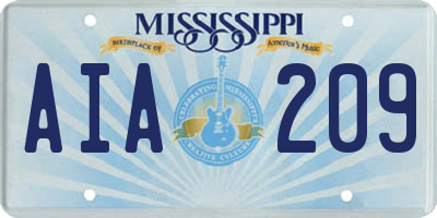 MS license plate AIA209