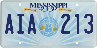 MS license plate AIA213