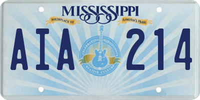 MS license plate AIA214