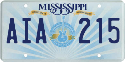 MS license plate AIA215