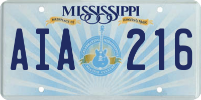 MS license plate AIA216