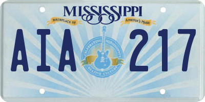 MS license plate AIA217