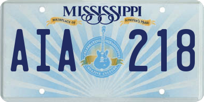 MS license plate AIA218