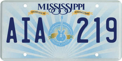 MS license plate AIA219