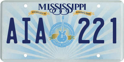 MS license plate AIA221