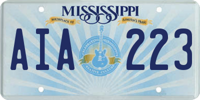 MS license plate AIA223