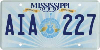 MS license plate AIA227