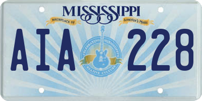 MS license plate AIA228