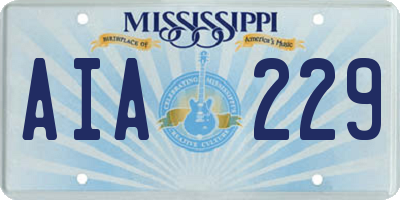 MS license plate AIA229