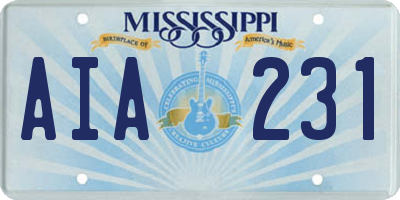MS license plate AIA231