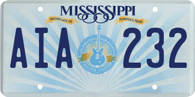 MS license plate AIA232