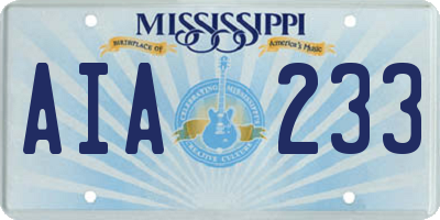 MS license plate AIA233