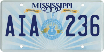 MS license plate AIA236